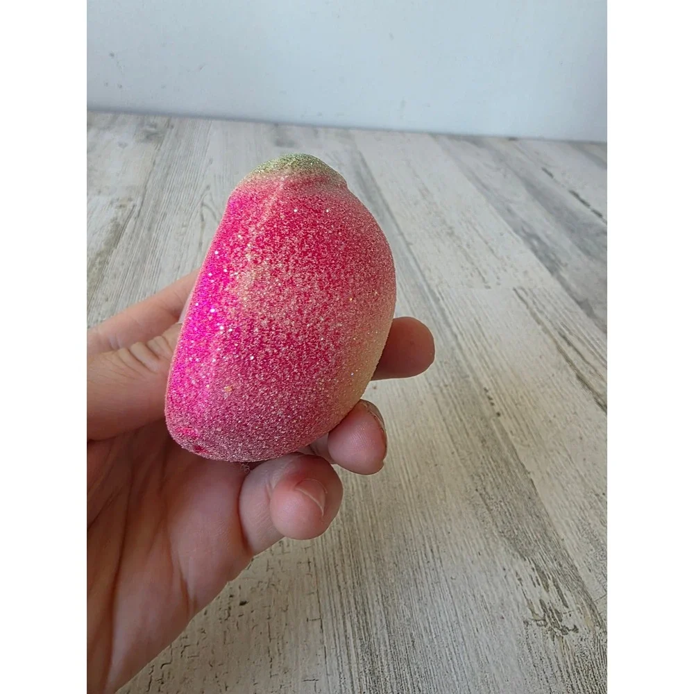 Vintage KC Germany Kurt Adler peach pear plum glass glitter ornament Xmas tree